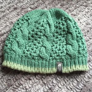 North Face Beanie blue green